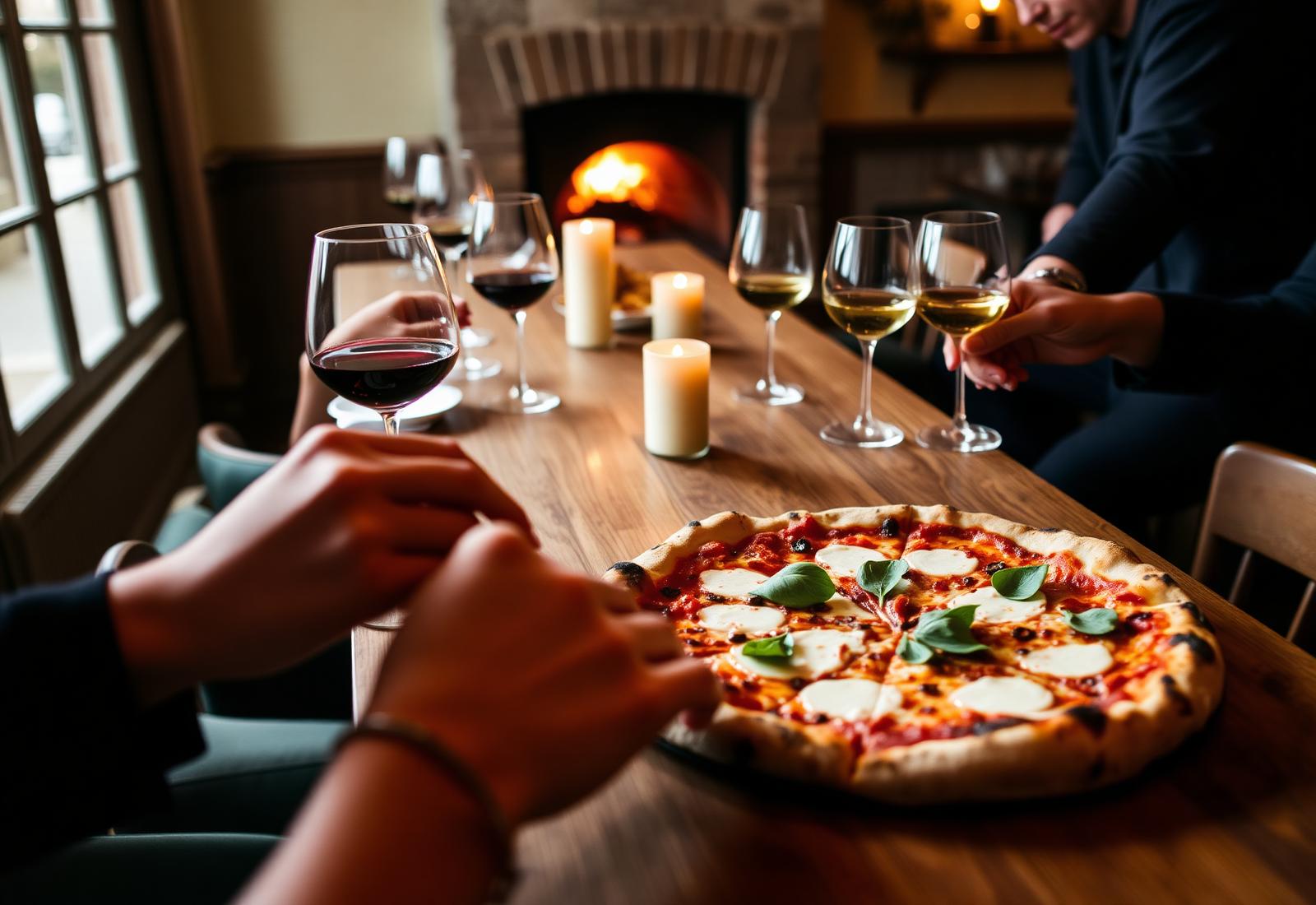 Long tables at a Dollie's pizza night